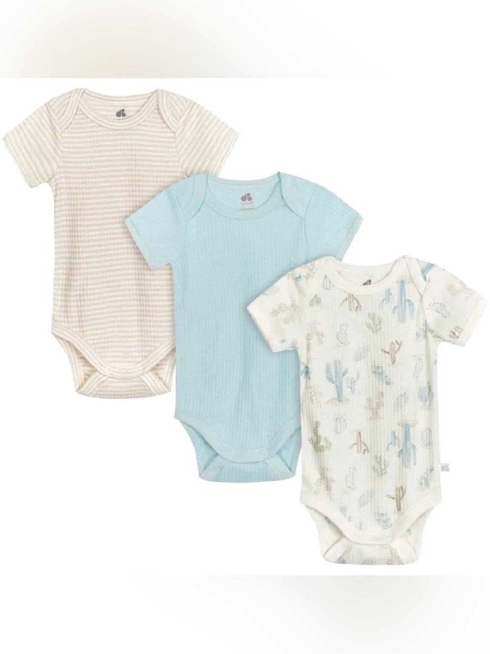 Just Born Organic Cotton Desert Cactus Bodysuit Bundle of 3